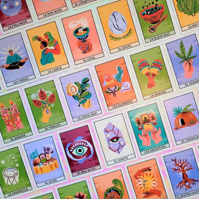 Photo of face-up cards from “Mystical Lotería: A Spiritual Celebration of the Classic Latin Party Game”